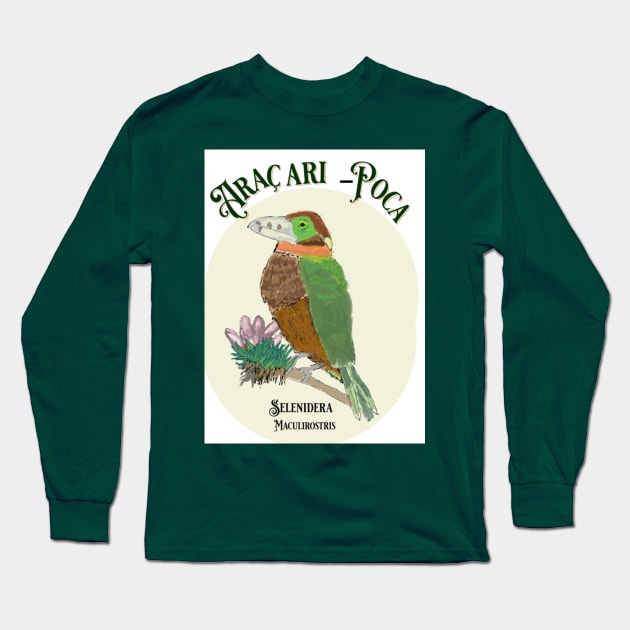 Birdwaching Brazilian Bird ( Aracari poca ) Long Sleeve T-Shirt by handmadeliehobo